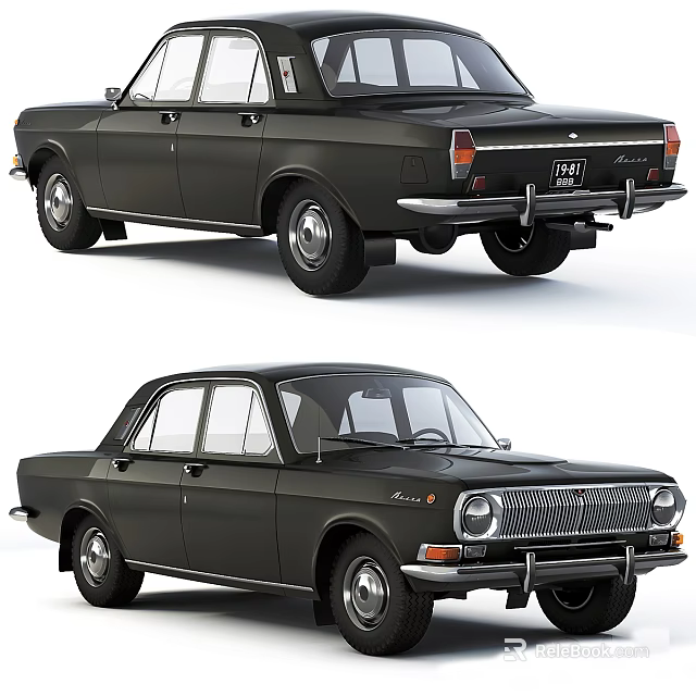 Black Vintage Classic Sedan With Retro Design Chrome Accents And Classic Grille 3d model 