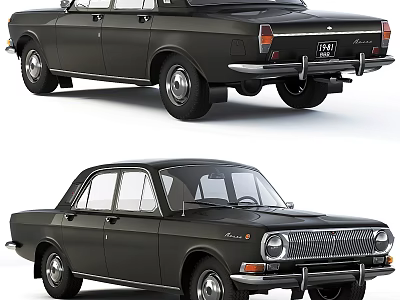 Black Vintage Classic Sedan With Retro Design Chrome Accents And Classic Grille 3d model