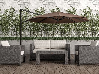 Modern Outdoor Sofa Outdoor Sofa Coffee Table Combination Sunshade Bamboo model