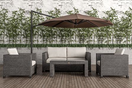 Modern Outdoor Sofa Outdoor Sofa Coffee Table Combination Sunshade Bamboo 3d model