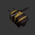Game Animated Bee Character With Yellow Black Stripes Large Eyes And Wings