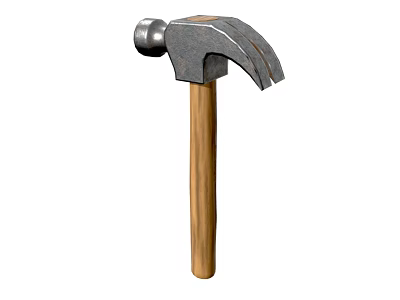 Durable Hardware Tool Hammer with Metal Head and Wooden Handle for DIY Projects 3d model