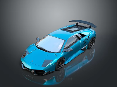 Blue Modern Sports Car With Sleek Design Rear Spoiler And Black Wheels 3d model