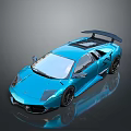 Blue Modern Sports Car With Sleek Design Rear Spoiler And Black Wheels