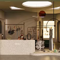 Modern Chic Clothing Store Interior With Reception Counter Mannequins And Decorative Plants