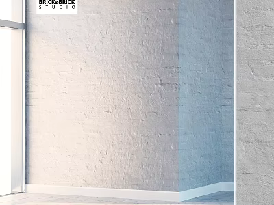 Brickblock Wall Components With White Textured Surface For Interior Design 3d model