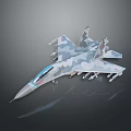 Camouflage Military Fighter Jet Model With Attached Weapons And Detailed Design