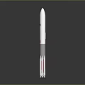 White Space Rocket Model With Red Boosters On Gray Background 3d model