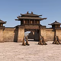 Traditional Chinese Ancient Architecture With Classic Wooden Roof Brick Walls And Stone Pavement