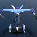 Modern Futuristic Flying Car With Rotating Propellers And Sleek Aerodynamic Wings