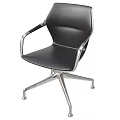 Black Leather Office Chair With Metal Frame And Swivel Five Wheel Base Design