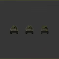 Three Green Military Missile Launch Vehicles Mobile Weapon Platforms 3d model