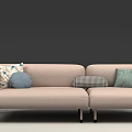 Modern Light Colored Sectional Sofa With Decorative Pillows And Metal Legs 3d model