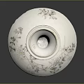 Decorative White Ceramic Candle Holder With Floral Leaf Pattern And Elegant Design 3d model