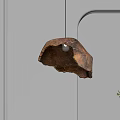 Warm Light Natural Stone Pendant Light With Irregular Shape In Modern Interior Design 3d model