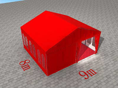 Red Event Tent Structure With 8m And 9m Dimensions For Outdoor Use 3d model