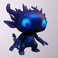 Small Blue Mythical Game And Movie Character With Glowing Blue Eyes Spiky Back And Spots 3d model