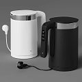 Modern White And Black Electric Kettles With Control Panel And Handle Design 3d model