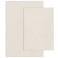 Modern Square Rug With Cream Colored Wave Pattern For Home Decor