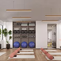 Modern Indoor Gym With Yoga Mats Foam Rollers And Fitness Equipment