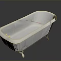 Vintage White Freestanding Clawfoot Bathtub With Red Accents And Metal Legs