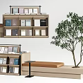 Modern Wooden Bookcase With Books And Bench In Cozy Reading Space