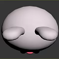 Adorable White Cartoon Rabbit Figure With Pink Ears Black Eyes And Shiny Surface