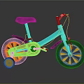 Kids Colorful Bicycle with Blue Frame Red Accents and Yellow Training Wheels