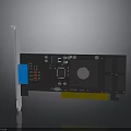 Electronic PCIe Circuit Board With Cooling Fan Heat Sink And Blue Components
