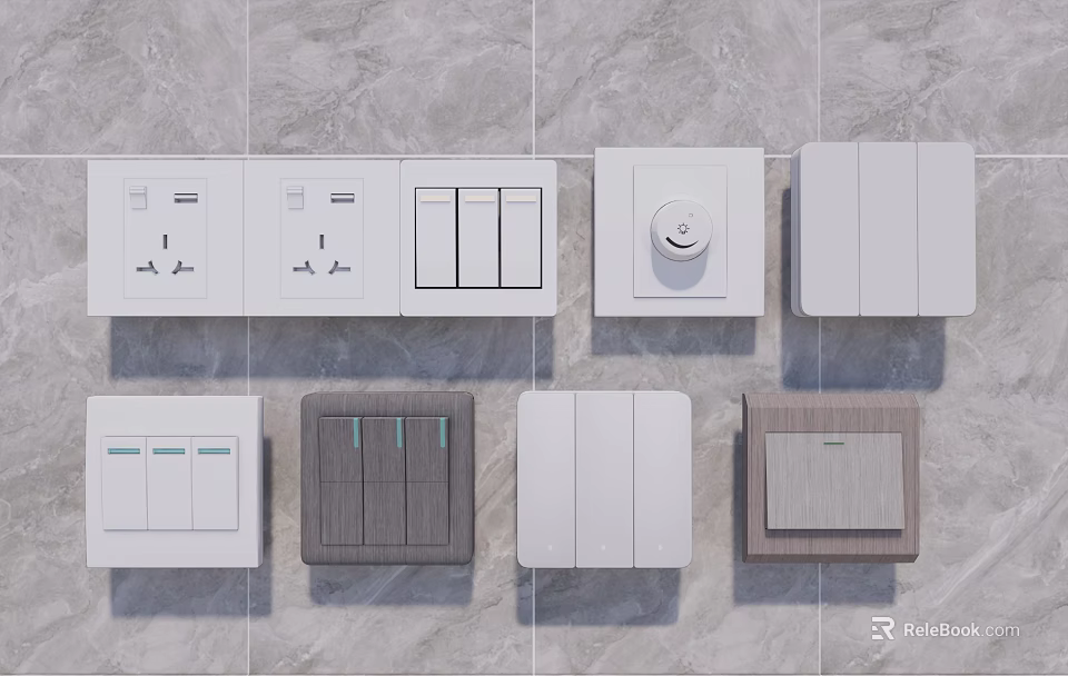 Modern Switch Panels With Various Colors And Designs For Home Interior Decoration 3d model 