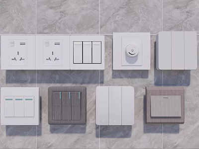 Modern Switch Panels With Various Colors And Designs For Home Interior Decoration 3d model