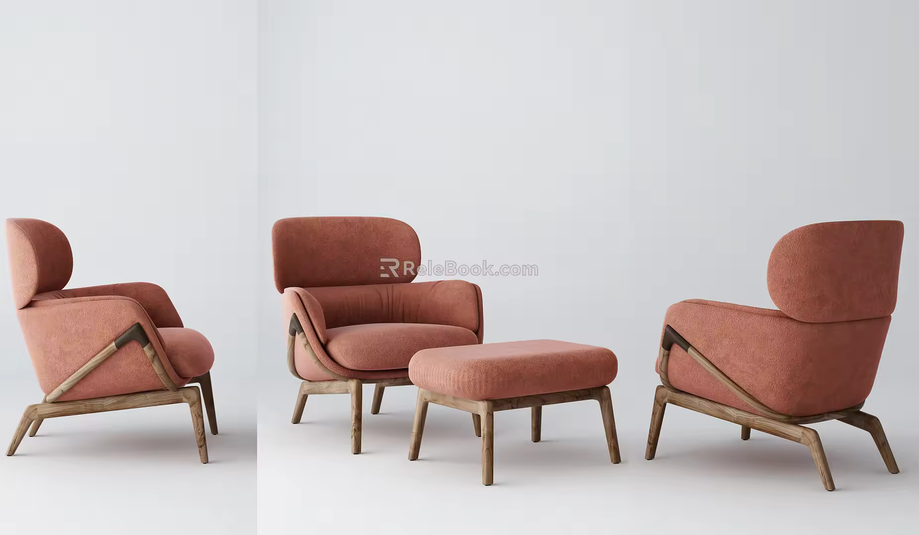 Nordic Single Sofa Casual Sofa 3d model