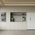 Modern Kitchen Wine Cabinet Design With White Cabinets And Stone Countertop