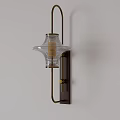 Wall Lamp with Brass Frame Transparent Glass Shade Striped Design Illuminated Mounted on Light Wall