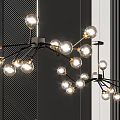 Modern Branch Design Chandelier With Black Frame And Multiple Clear Bulbs 3d model