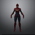 Detailed Female Superhero 3D Model With Red Blue Costume And Standing Pose