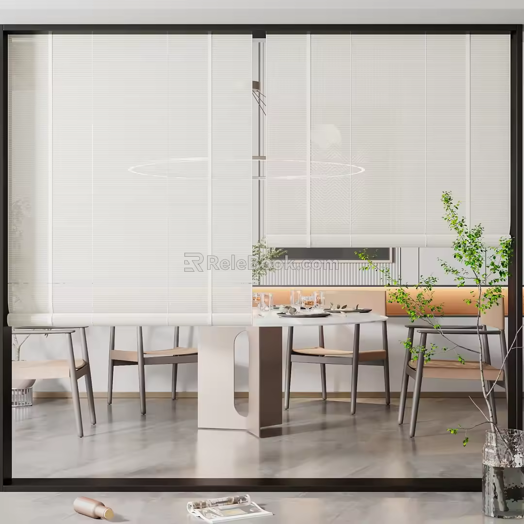 New Chinese-style roller shutter roller shutter partition 3d model