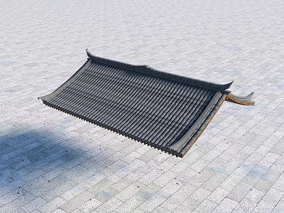 Traditional Architectural Roof Component With Black Tiles Sloped Design And Decorative Eaves 3d model