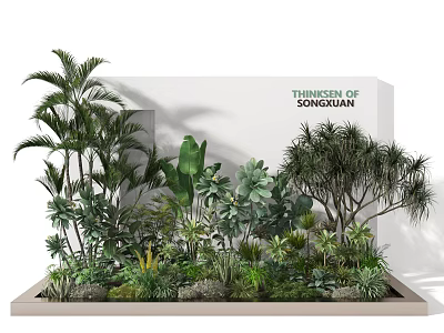 Vibrant Diverse Green Plants in Lush Botanical Display at University of Songxuan 3d model