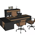 Modern manager office desk and chair combination 3d model