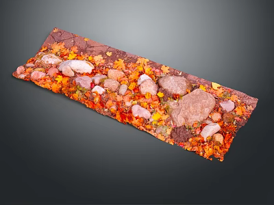 Garden Decorative Piece With Natural Stones And Colorful Autumn Fall Leaves 3d model