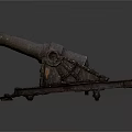 Ancient Rusty Iron Cannon On Wooden Carriage With Metal Wheels