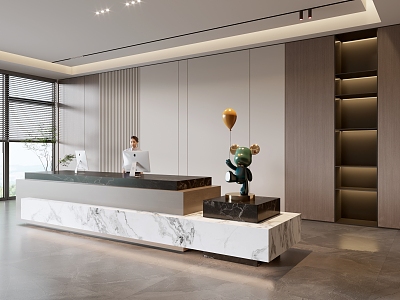 Modern company front desk background wall reception area bar desk reception desk hall simple lobby model