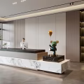 Modern company front desk background wall reception area bar desk reception desk hall simple lobby 3d model