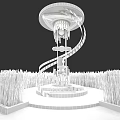Decorative Installation With Orange Spiral Structure Wheat Ears Surrounding And Illuminated Top