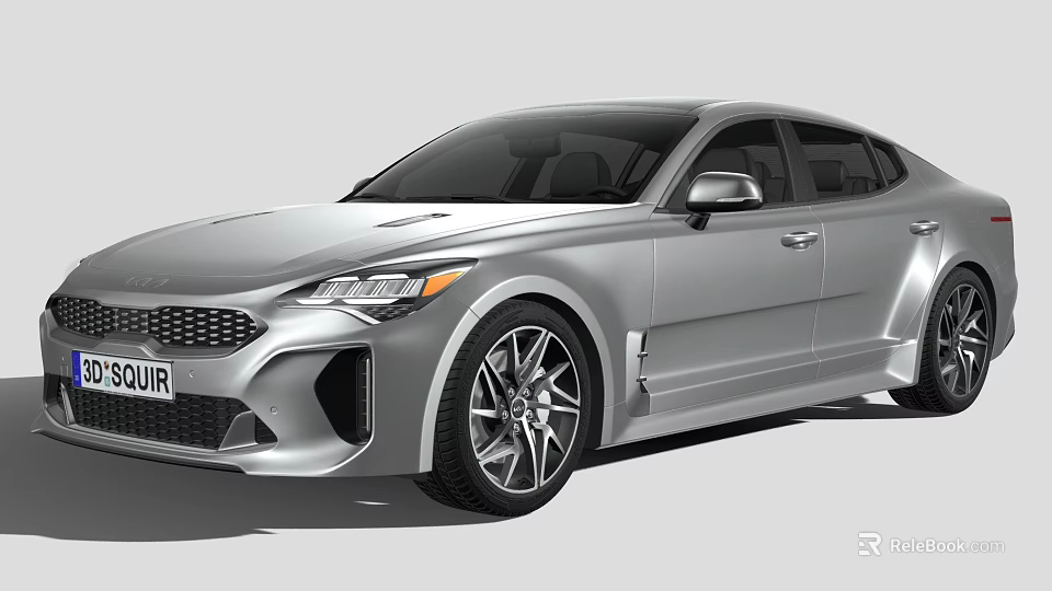 Silver Sports Car With Streamlined Body Front Grille And Multi Spoke Wheels 3d model 