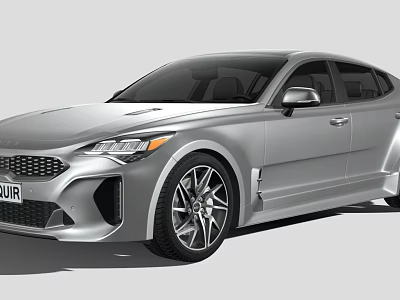 Silver Sports Car With Streamlined Body Front Grille And Multi Spoke Wheels 3d model