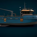 Blue And Old Vessels 3D Model With Deck Equipment And Structures
