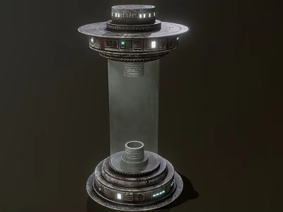 Sci Fi Style Decorative Ornament Set With Metal Bases Transparent Column And Illuminated Details 3d model