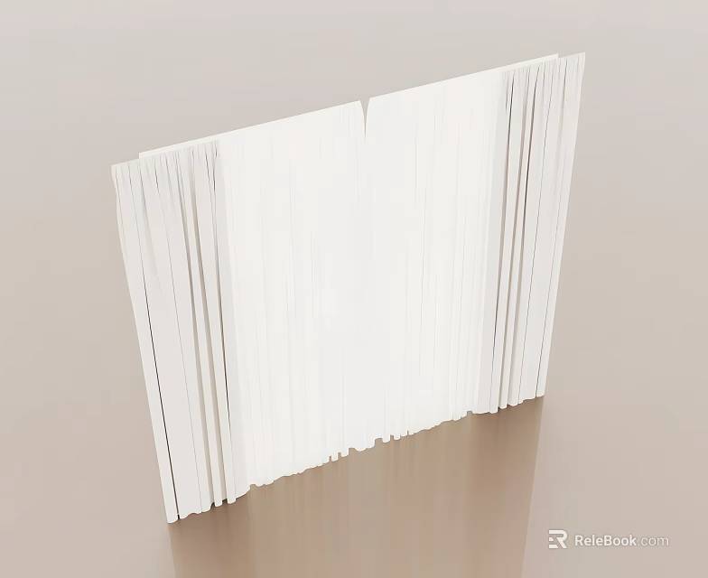 Elegant White Curtains With Soft Pleats And Sheer Fabric For Modern Home Windows 3d model 